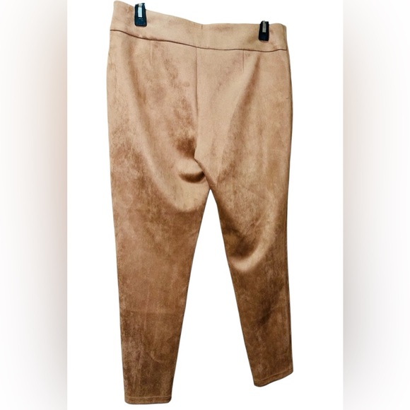 ZAC & RACHEL PETITE HIGH RISE PANTS FAUX-SUEDE WOMENS SLIM TAN COLOR SIZE PLARGE - Picture 9 of 16